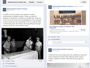 Screenshot of the Naval Aviation Museum Facebook Page taken March 30.